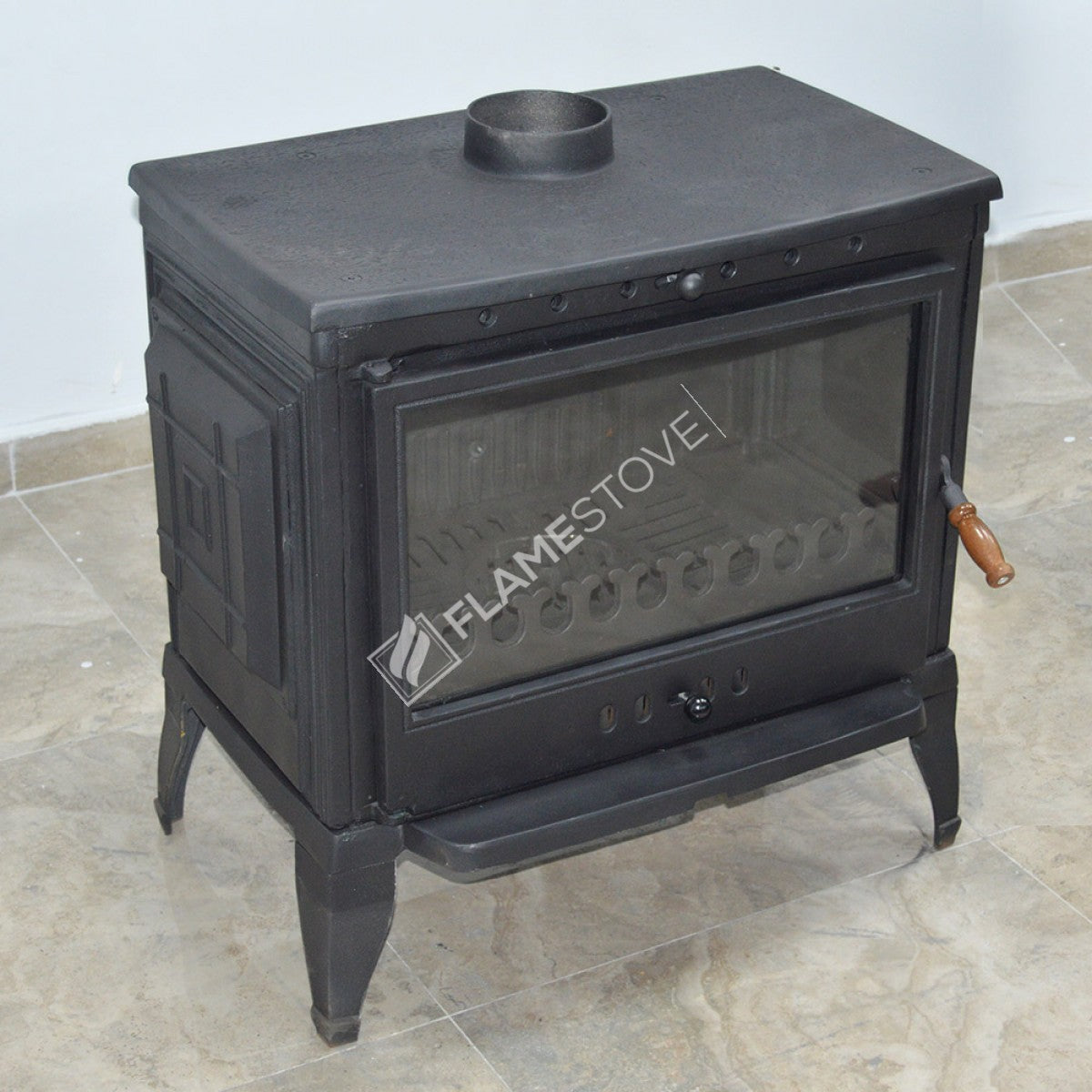 Retro, classic, all Cast Stove | high efficiency wood & Coal Stove, Schott Robax Glass, rear air Balance System, 10 kW