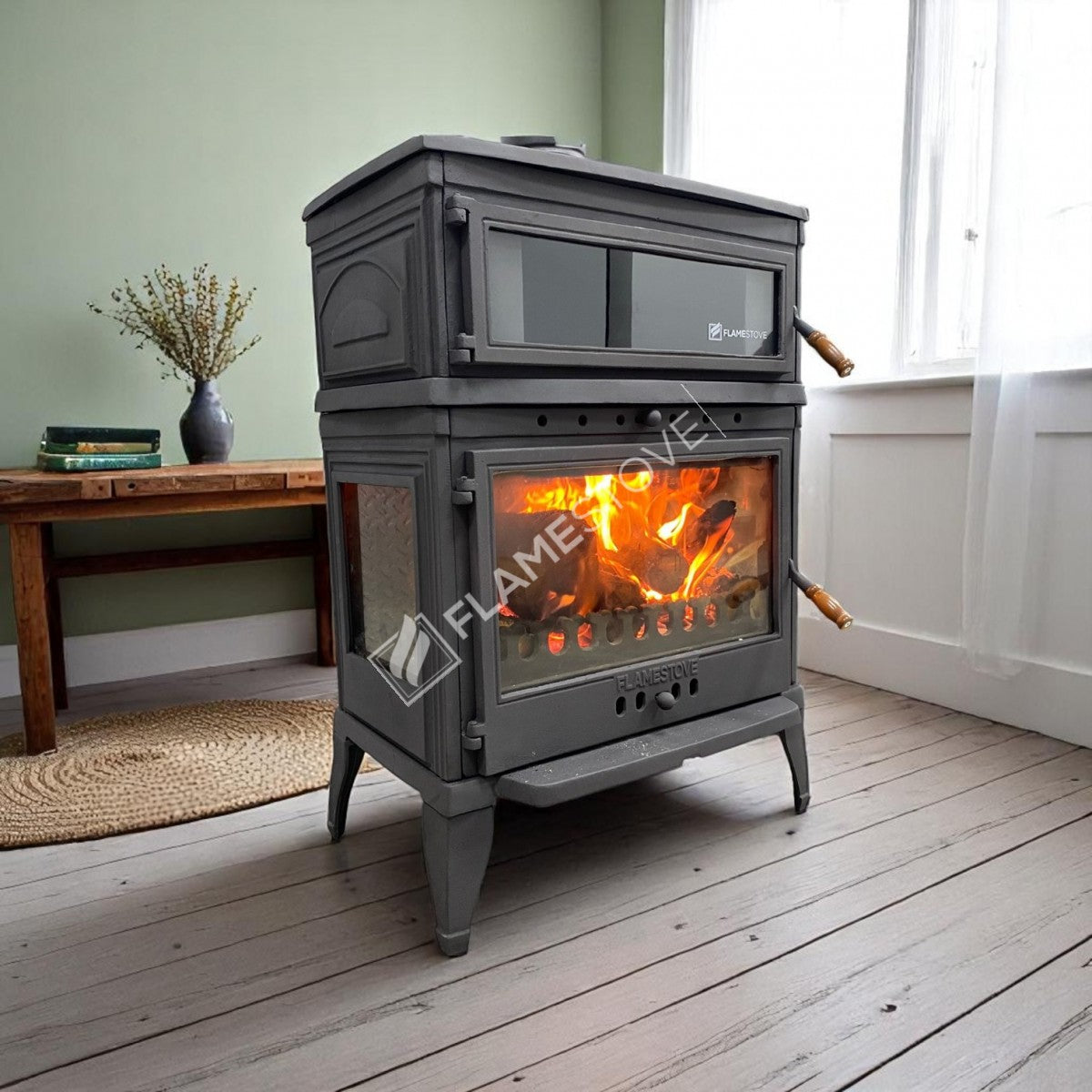 High Efficiency Wood & Coal Stove - Retro Lux Double-Fired Enamel Furnaces, Casting Body