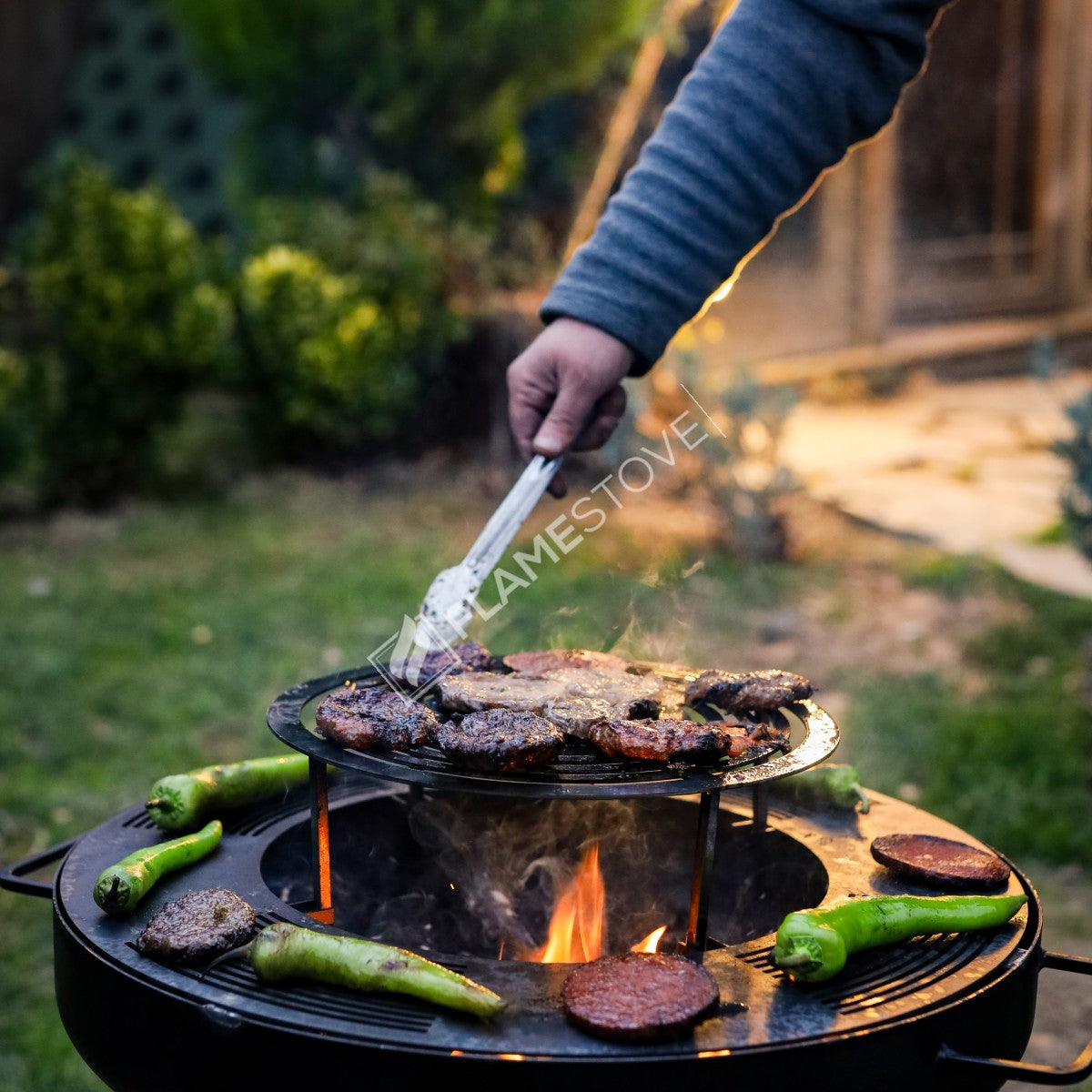 Feast Flame and fire pit | 60 cm sub-grid | Grill Top 34 cm | 2.5 mm thick hair | Deep Reservoir