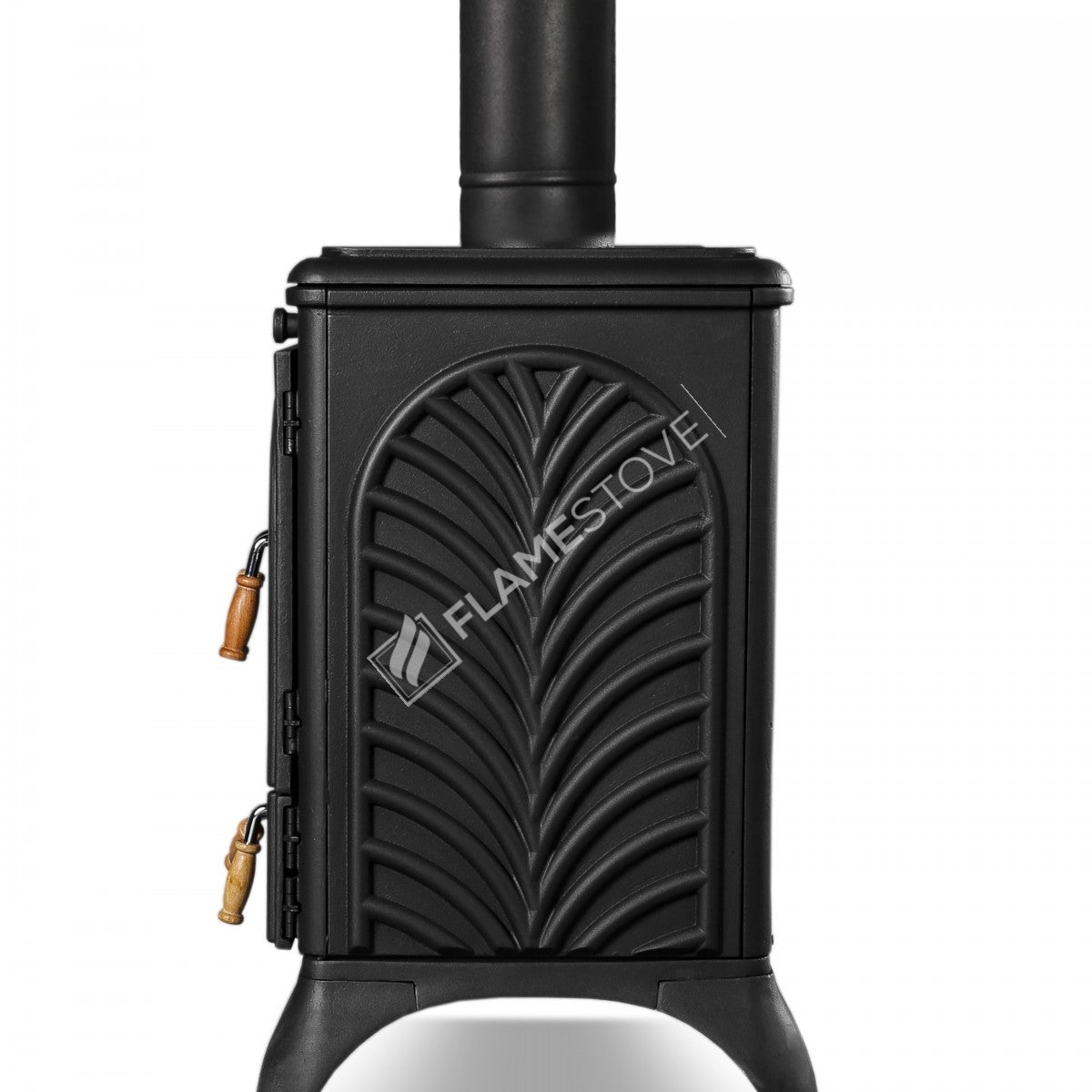 Horizontal palm Side Kuzineli 3-storey glass Stove Casting | high-efficiency Dual-Combustion Wood & coal stove, Schott Robax Glass, 15 kW + 2 Enamel Tray