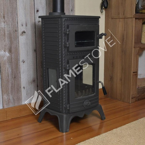 Lux stove cast iron stove with 3 sided glass Major | high efficiency Wood & coal stove, Schott Robax glass, enamel Stove, Heating 70 m2