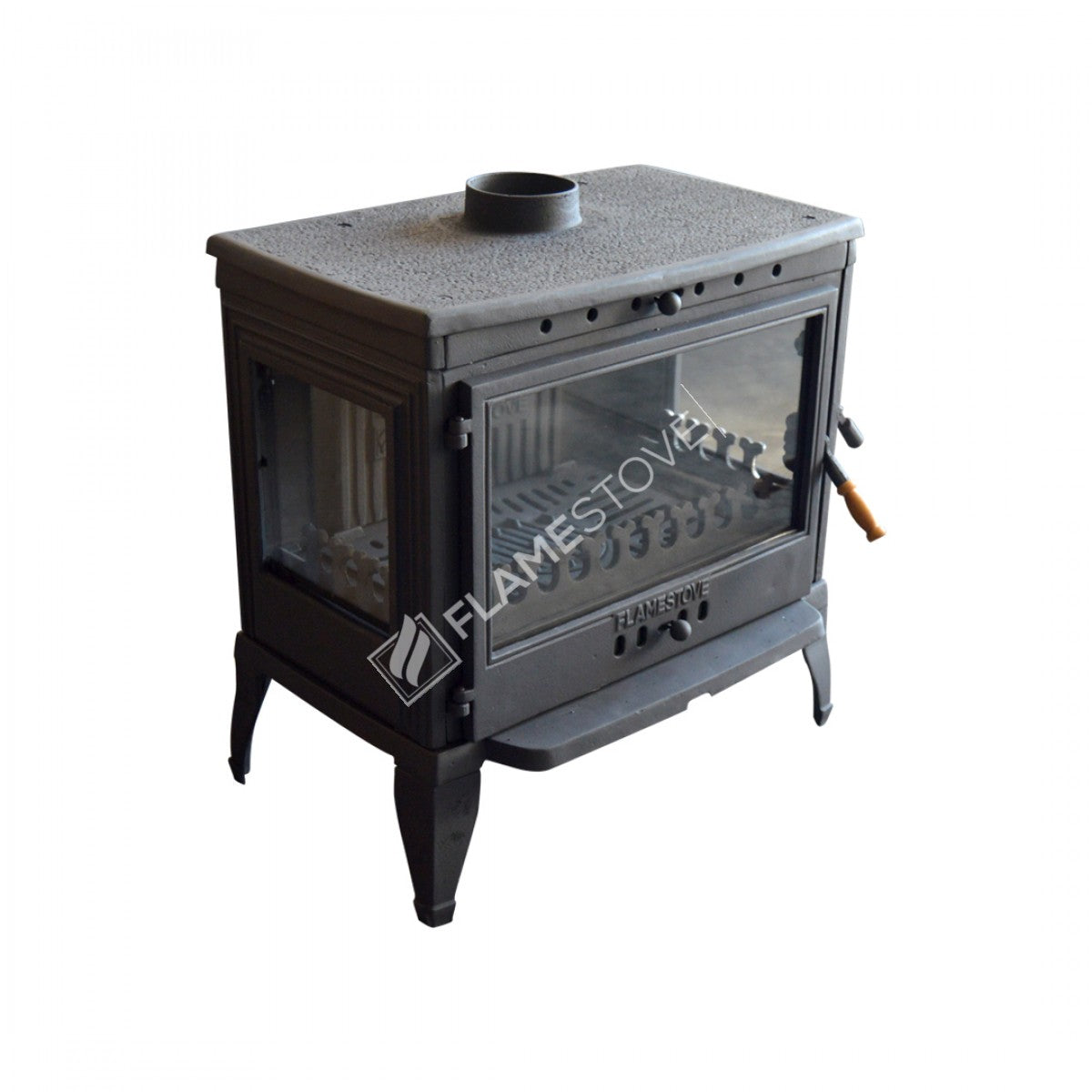 Retro Stove with the lid Lux 3 side Glass Casting | high efficiency Wood & coal stove, Schott Robax Glass, rear air Balance System, 10 kW