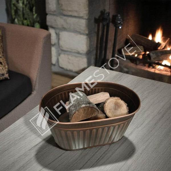 ROCKING WOOD BUCKET WITH HANDLE - COPPER