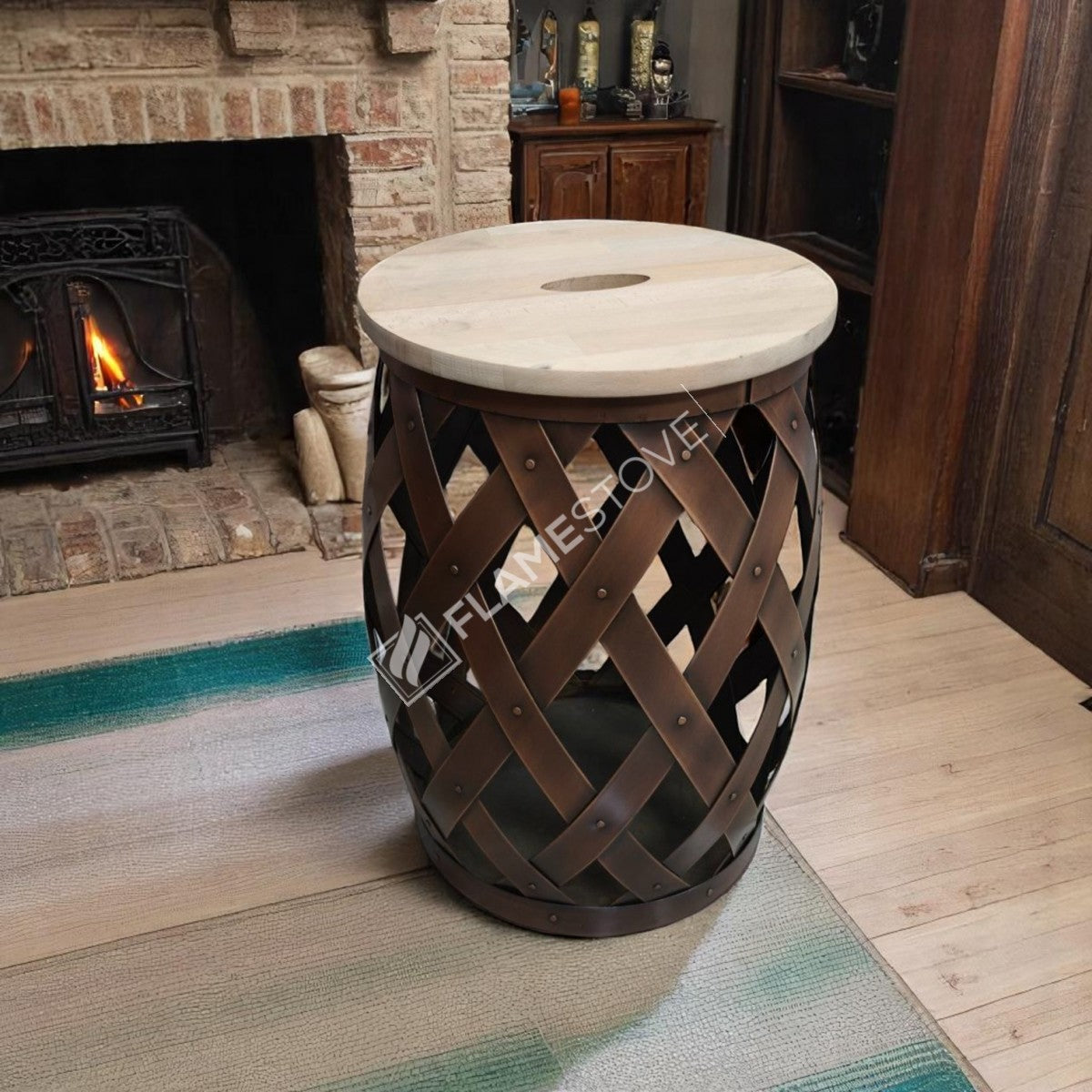 Wooden Indoor wood bucket mesh | aesthetic and functional Design | 35x35x52 cm