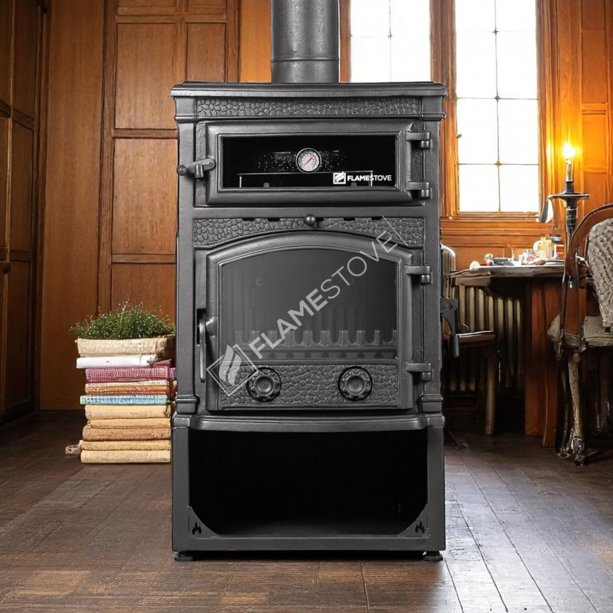 Sirius 4 tbsp style maxi odunluklu casting glass stove furnaces | high efficiency Wood & coal stove, Schott Robax glass, double-Fired, kW 18.21