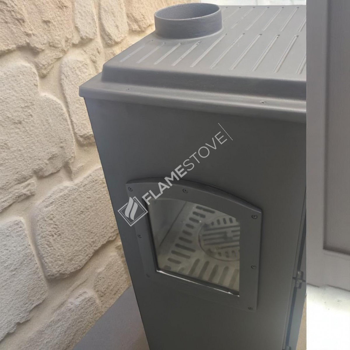 Lodi Stove Fireplace Stove Flame Odunluklu glazed side-to-side Loading | high efficiency Wood & coal stove, double Combustion, Class A, Schott Robax Glass, 5 kW