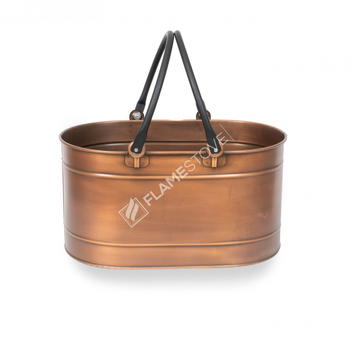 Double pipe Wood Oval bucket with handles | decorative Metal and durable in apartment | 48x29x24,5