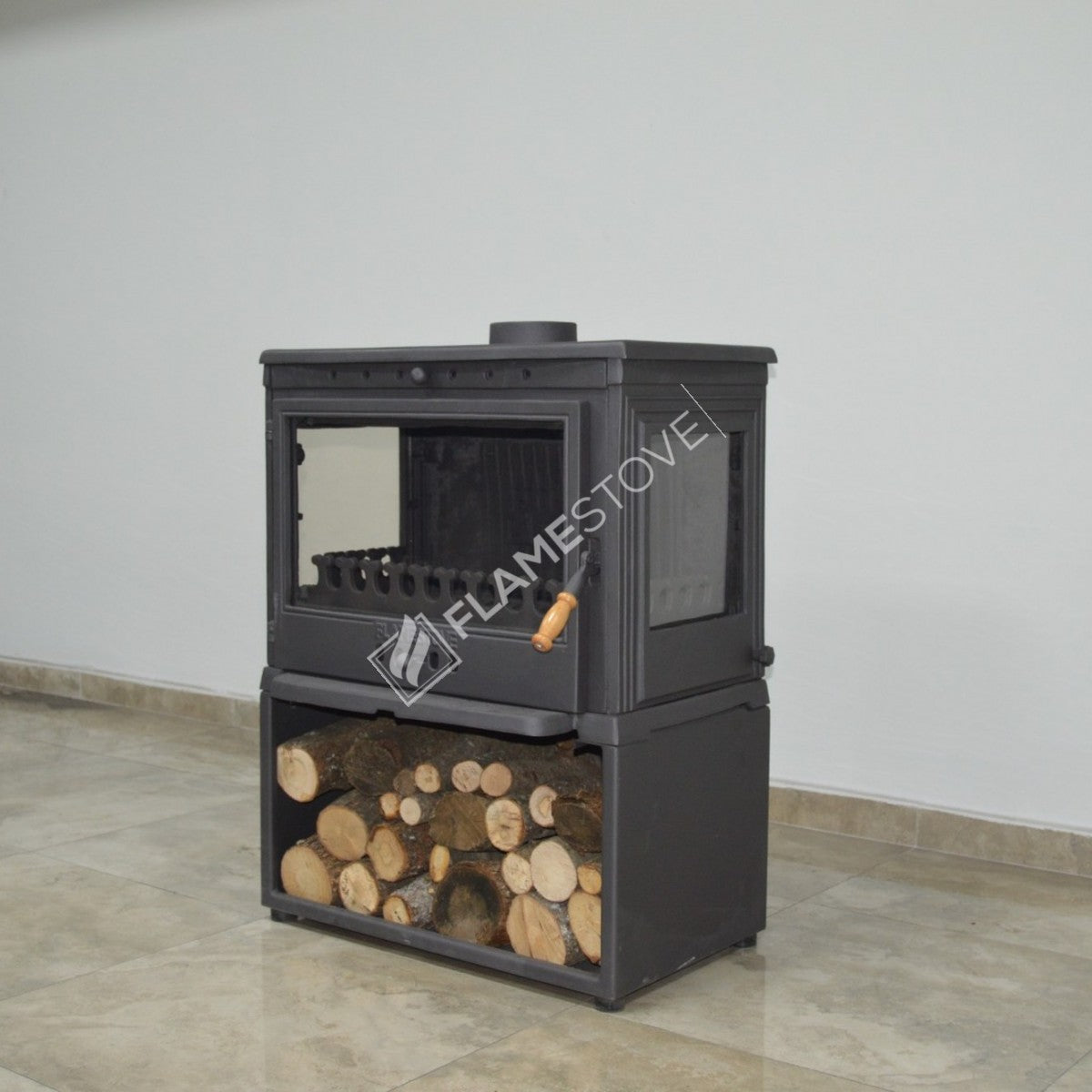 Retro Style Stove Odunluklu Lux 3 glass Casting | high efficiency Wood & coal stove, Schott Robax Glass, rear air Balance System, 9 kW