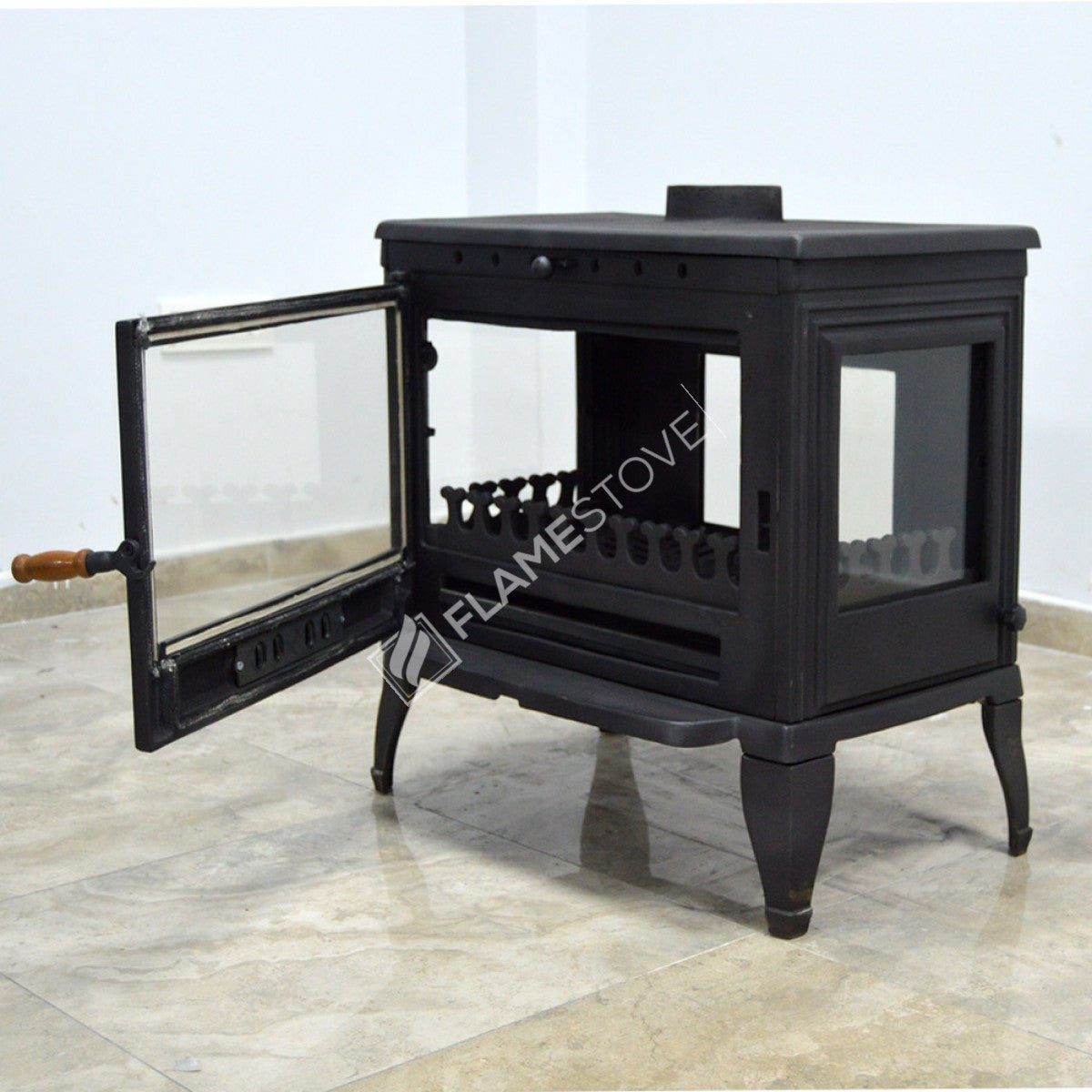 4 Retro triple-glazed Casting Then Stove | high efficiency wood & Coal Stove, Schott Robax Glass, rear air Balance System, 9 kW