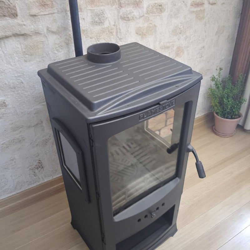 Casting Ultra Sirius FS-14 high-efficiency cast iron stove | German glazed ceramic | heat Power 9 kW | 130 mm the output of the chimney