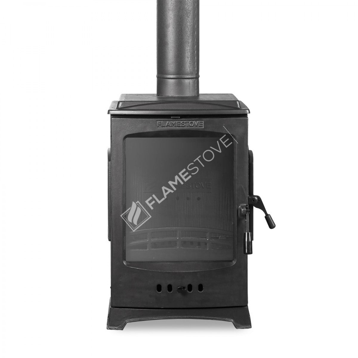 Three Glazed side loading Lodi Flame Stove Fireplace, Stove | high efficiency wood & coal stove, double Combustion, Class A, Schott Robax Glass, 5 kW