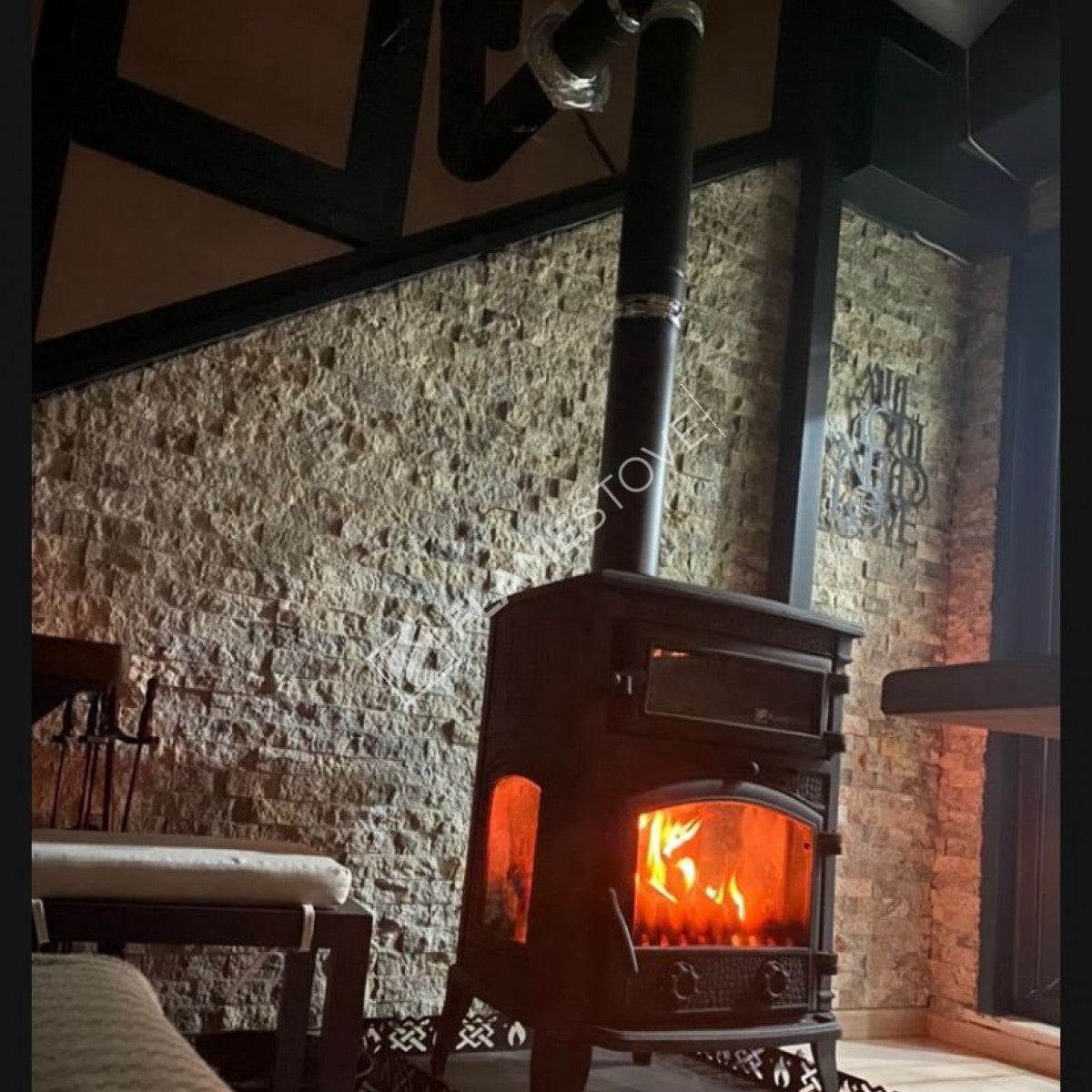 Stove glass stove with 3 Sirius maxi side with the lid casting | high efficiency Wood & coal stove, Schott Robax glass, double-Fired, kW 18.21