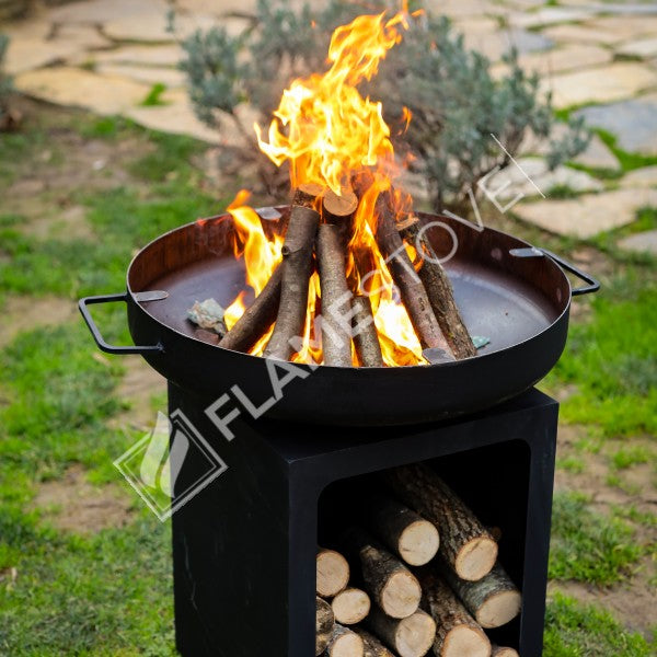 A fire pit flame cook | 60 cm diameter | 2.5 mm material st37 | Deep Reservoir | High-Capacity Wood