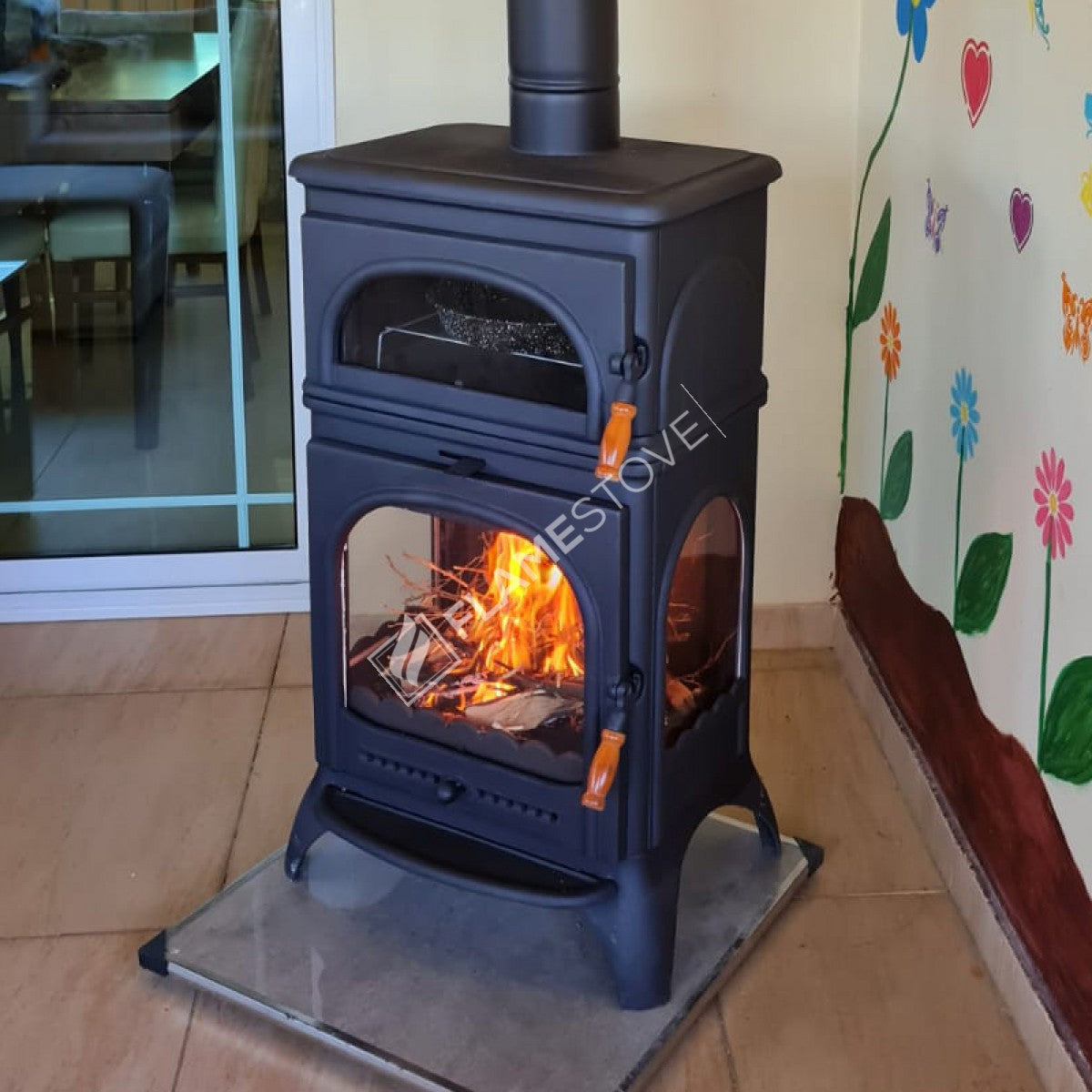 Lux stove with Glass Stove Modena Praising Casting 3 high strength | high efficiency Wood & coal stove, Schott Robax Glass, 18.33 kW