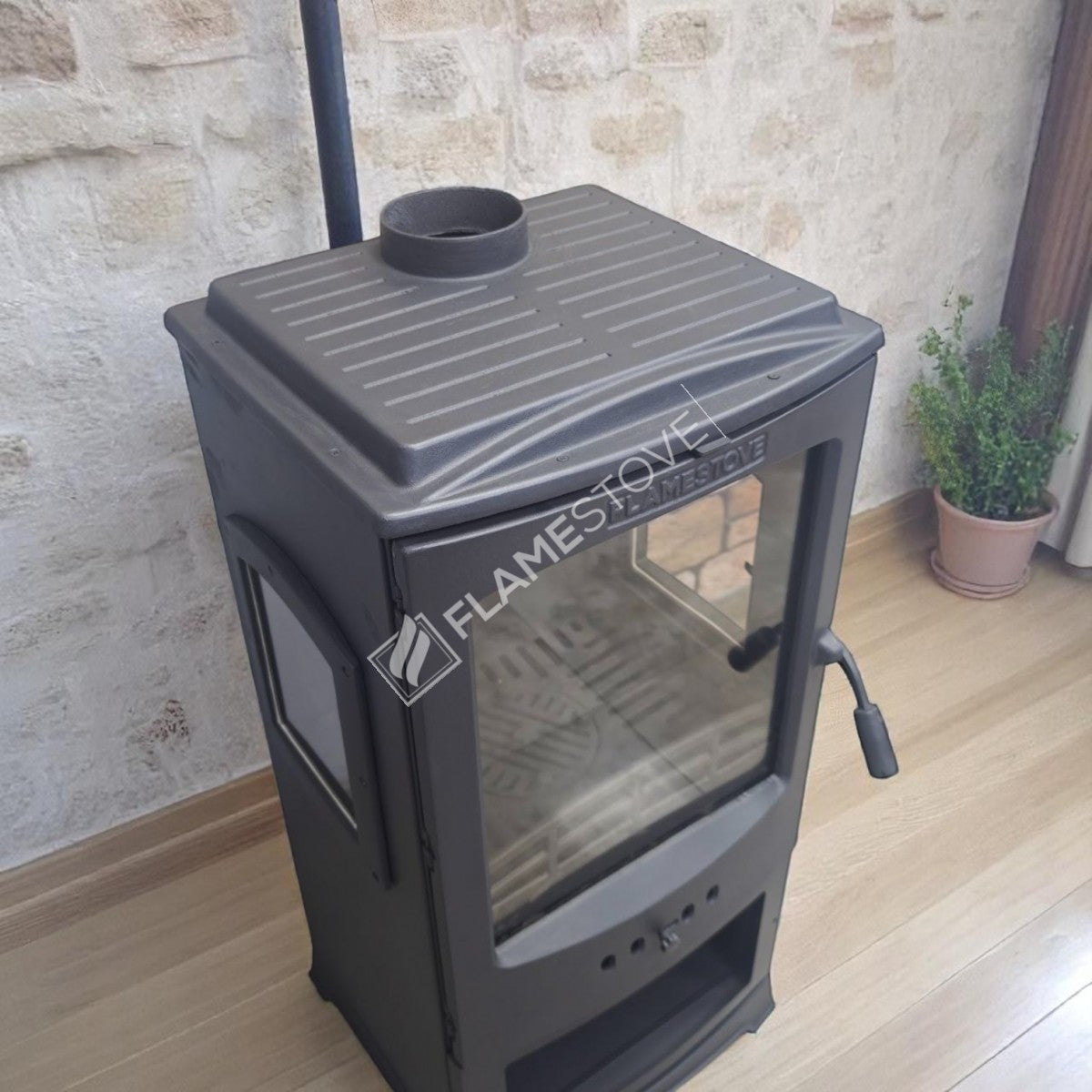 Lodi Stove Fireplace Stove Flame Odunluklu glazed side-to-side Loading | high efficiency Wood & coal stove, double Combustion, Class A, Schott Robax Glass, 5 kW