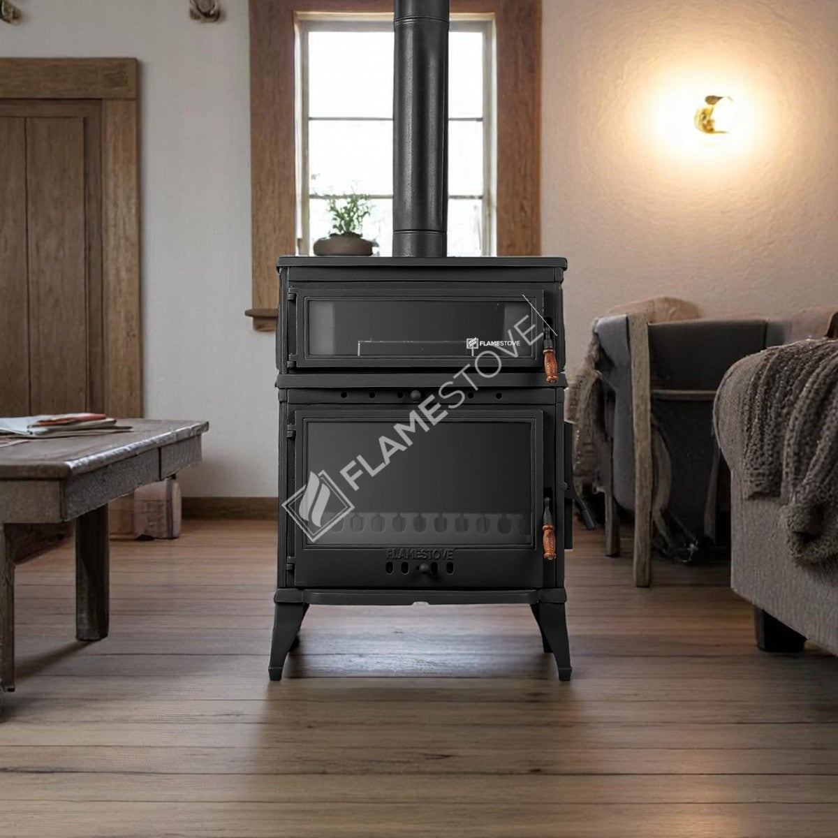 The Side Cover Casting With High Efficiency Wood & Coal Stove - Retro Lux, Enamel Stove