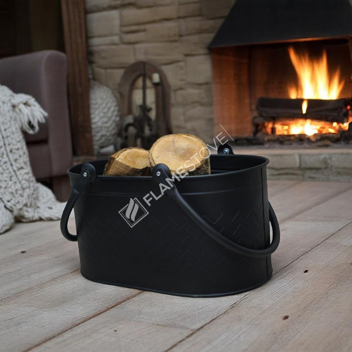 OVAL DOUBLE HANDLED BUCKET WOOD - MAT