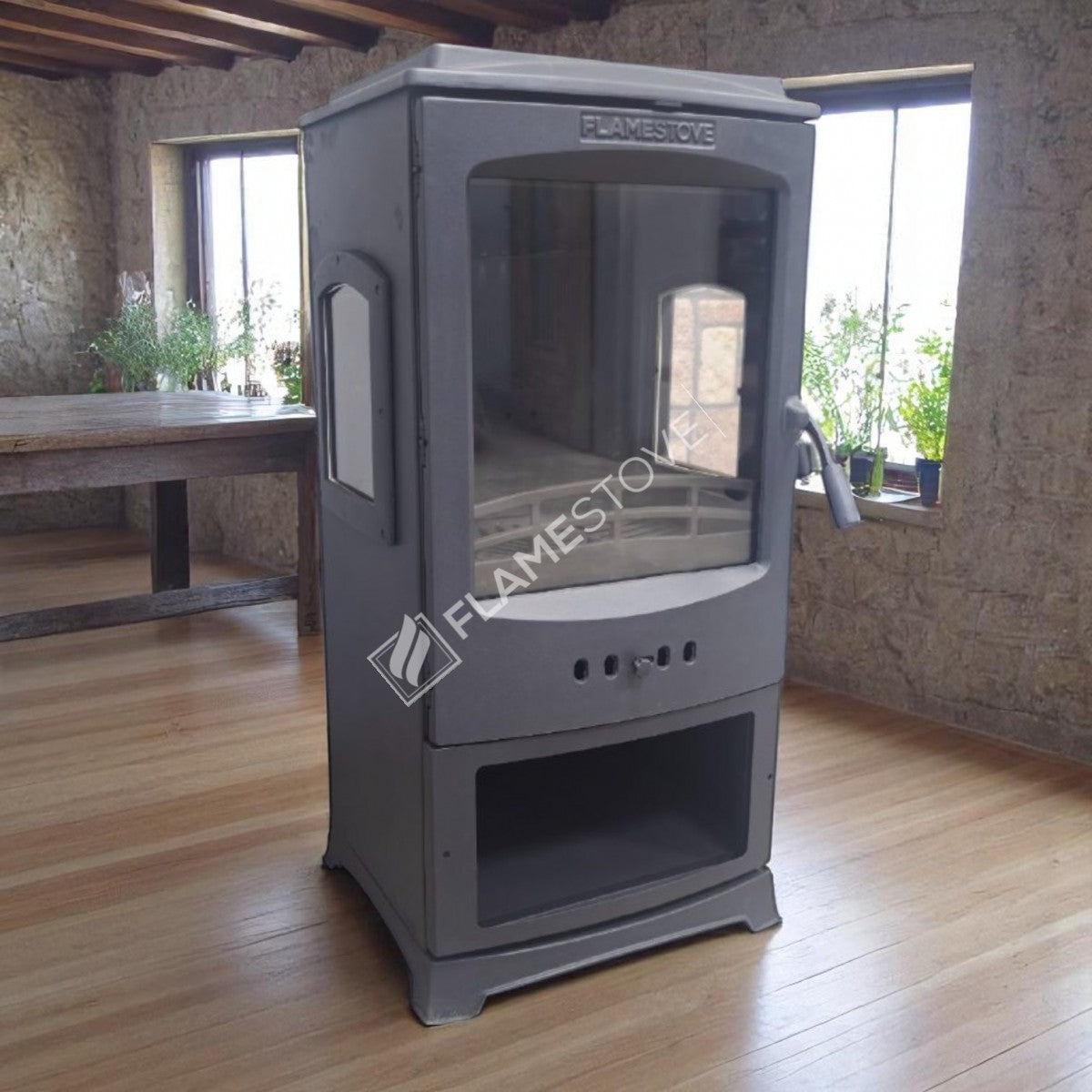 Lodi Stove Fireplace Stove Flame Odunluklu glazed side-to-side Loading | high efficiency Wood & coal stove, double Combustion, Class A, Schott Robax Glass, 5 kW