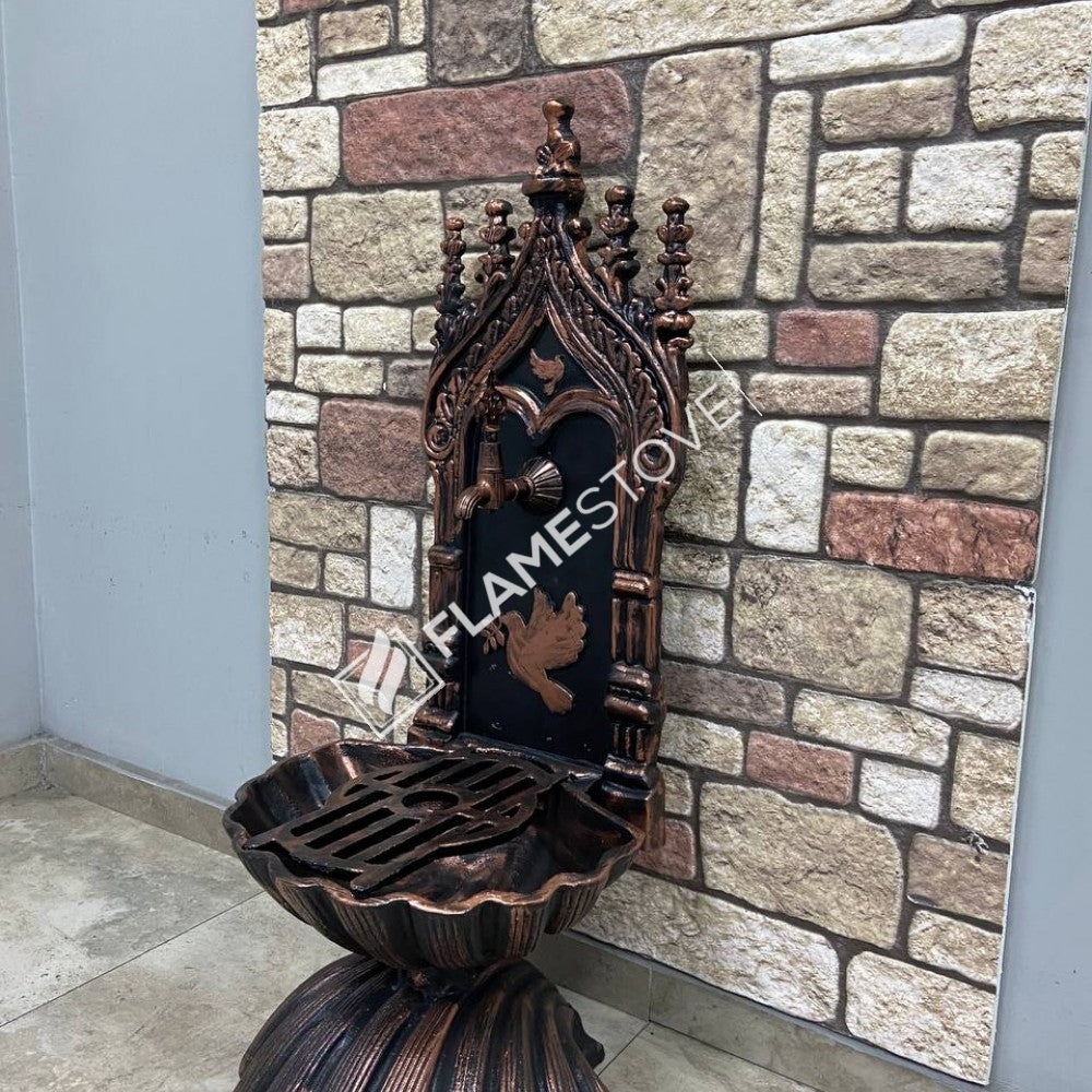 Flame Stove FS-904 mussels aluminum copper Garden Fountain - stylish design with bird motif!