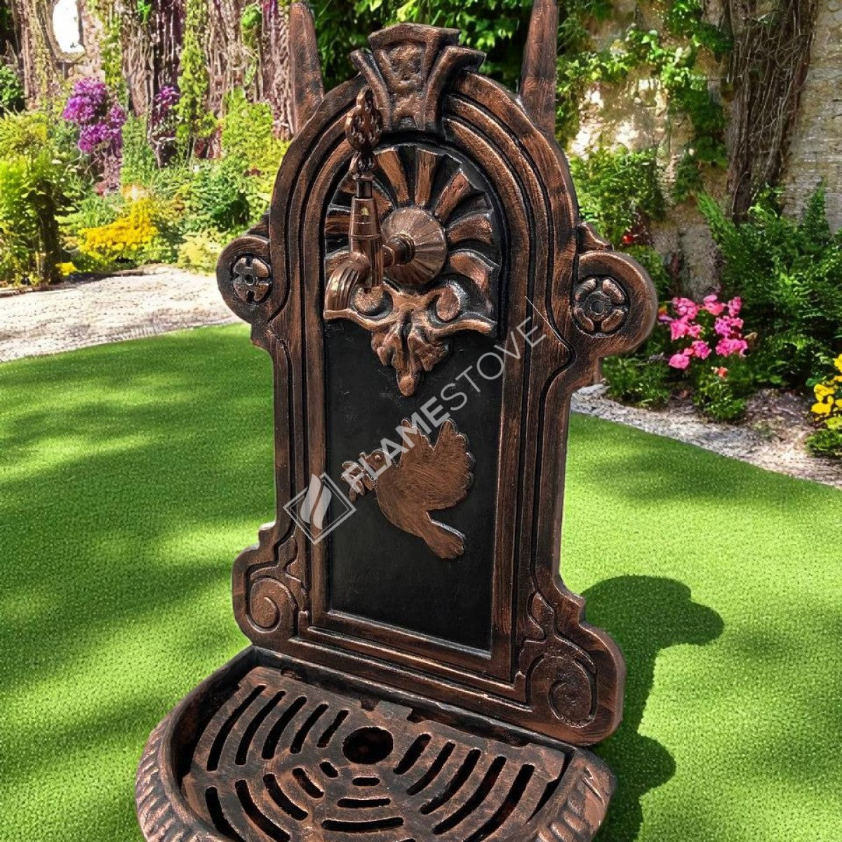 FlameStove FS-907 patterned aluminum Garden Fountain Bird