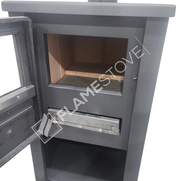 Set of 3: Steel outer surface fire-brick Stove, Aluminum Swingarm team and the woodshed