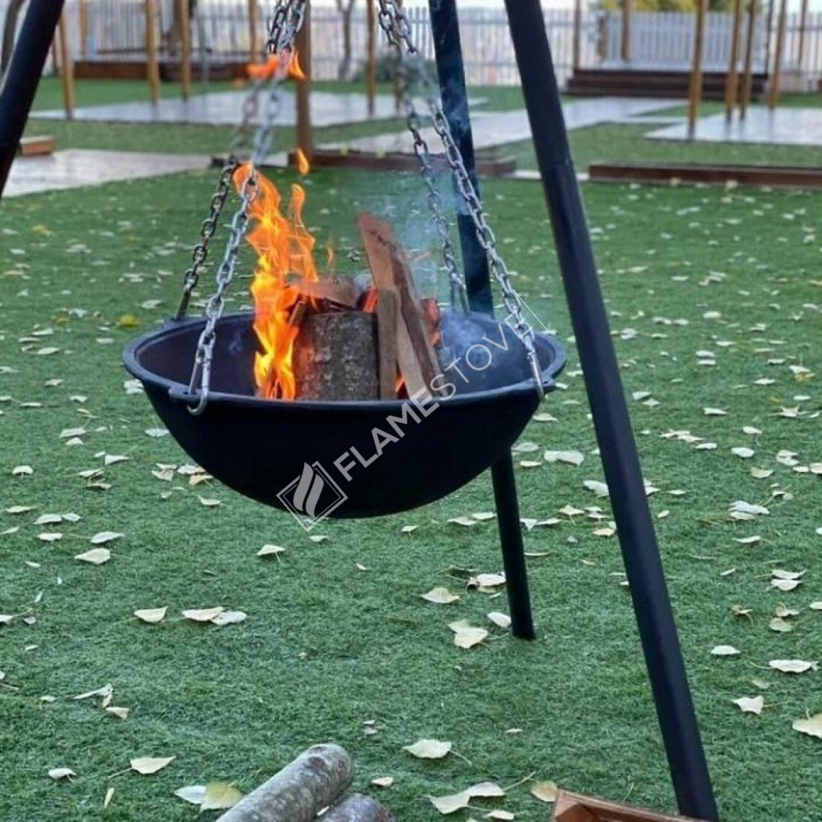 Ambient Flame ductile cast iron fire pit | 10 mm Thickness | diameter 65 cm | height 190 cm | outdoor applications for thermal and aesthetic