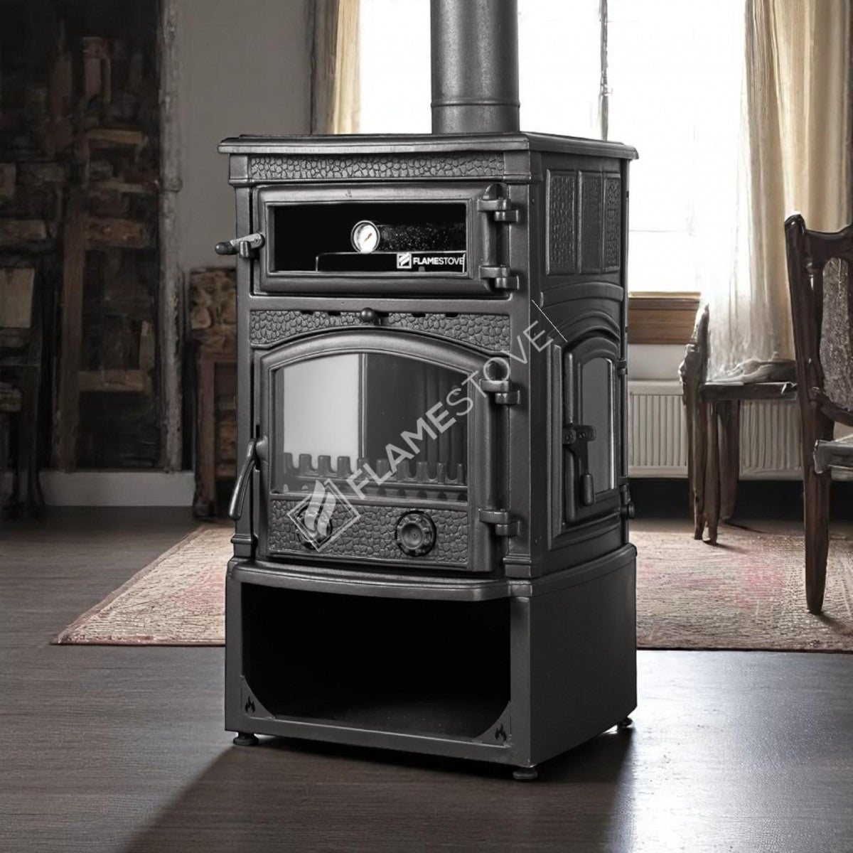 Sirius 4 tbsp style maxi odunluklu casting glass stove furnaces | high efficiency Wood & coal stove, Schott Robax glass, double-Fired, kW 18.21