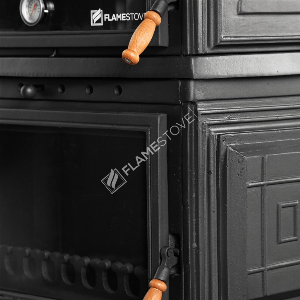 Retro Classic Upright Stove With Stove Cast | High Efficiency Wood & Coal Stove, Schott Robax Glass, Oven Thermostat,