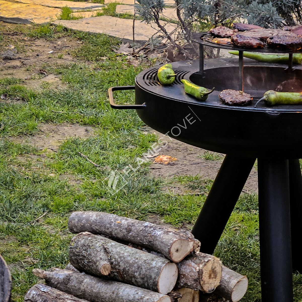 Feast Flame and fire pit | 60 cm sub-grid | Grill Top 34 cm | 2.5 mm thick hair | Deep Reservoir