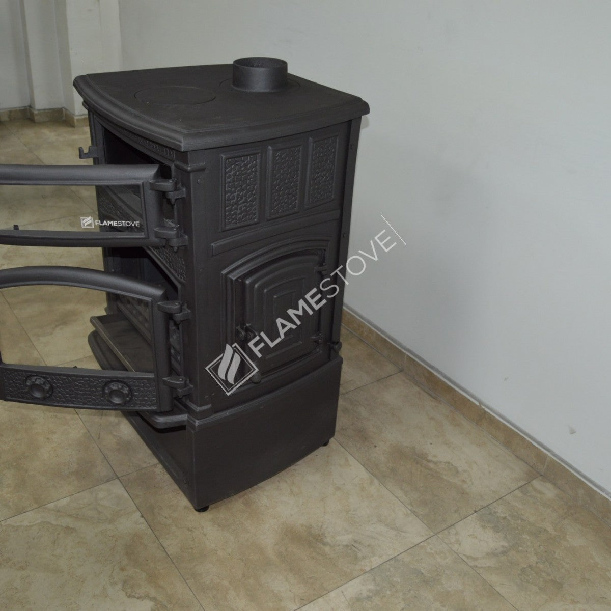 Sirius TBSP Mega Odunluklu Casting Furnaces Style Stove | high efficiency wood & Coal Stove, Schott Robax Glass, side cover 15 kW