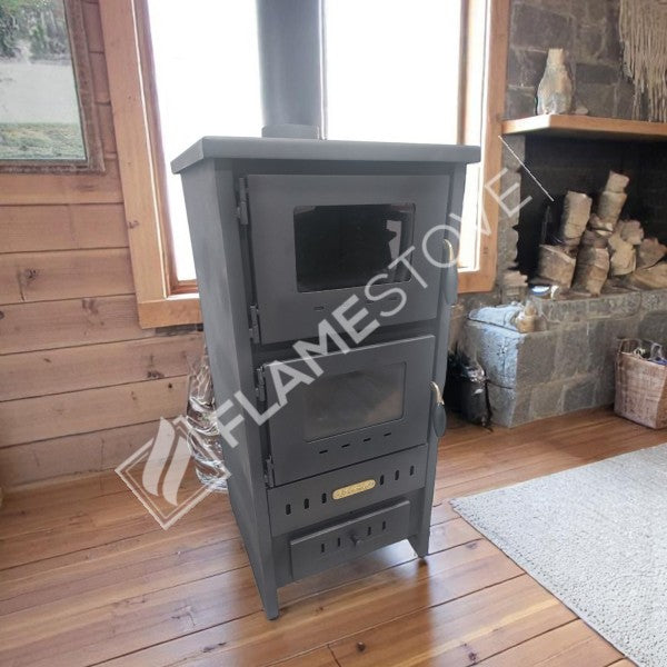 Set of 3: Steel outer surface fire-brick Stove, Aluminum Swingarm team and the woodshed