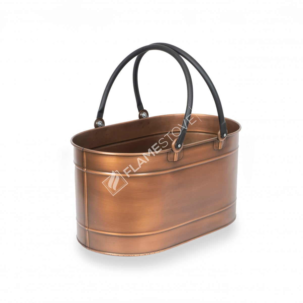 Double pipe Wood Oval bucket with handles | decorative Metal and durable in apartment | 48x29x24,5