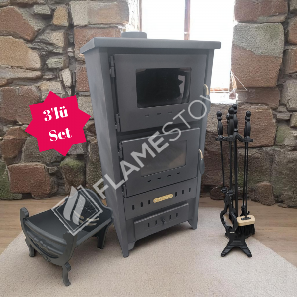 Set of 3: Steel outer surface fire-brick Stove, Aluminum Swingarm team and the woodshed