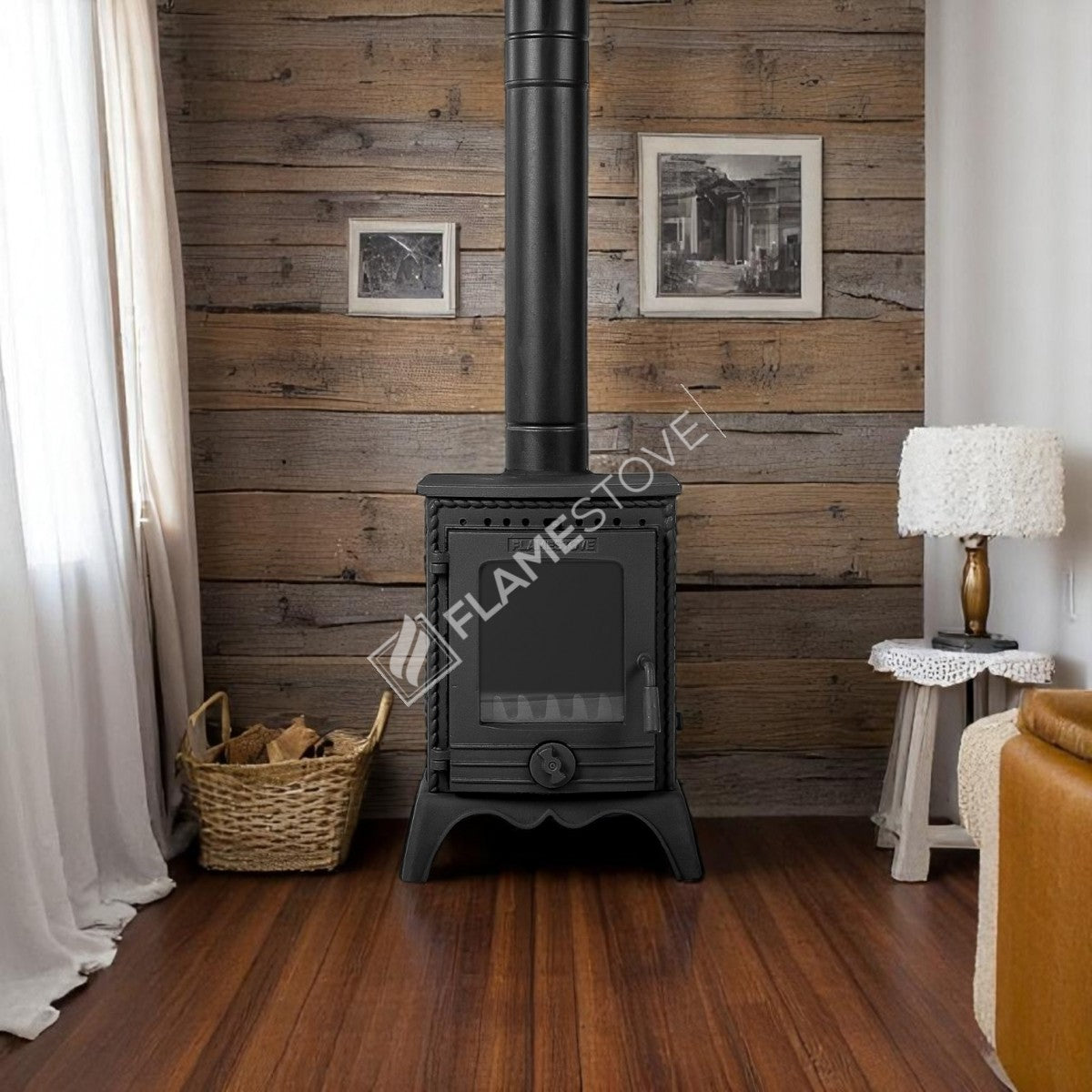 Minor Lux 3-Sided double glass-fired stove cast | high efficiency wood &amp; Coal Stove, Class A, Schott Robax Glass, 50 m2 Heating