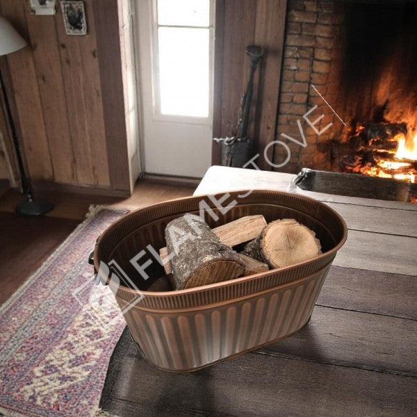 ROCKING WOOD BUCKET WITH HANDLE - COPPER