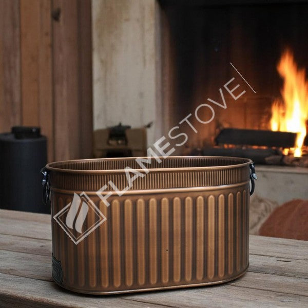 ROCKING WOOD BUCKET WITH HANDLE - COPPER