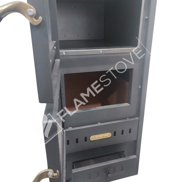 Set of 3: Steel outer surface fire-brick Stove, Aluminum Swingarm team and the woodshed