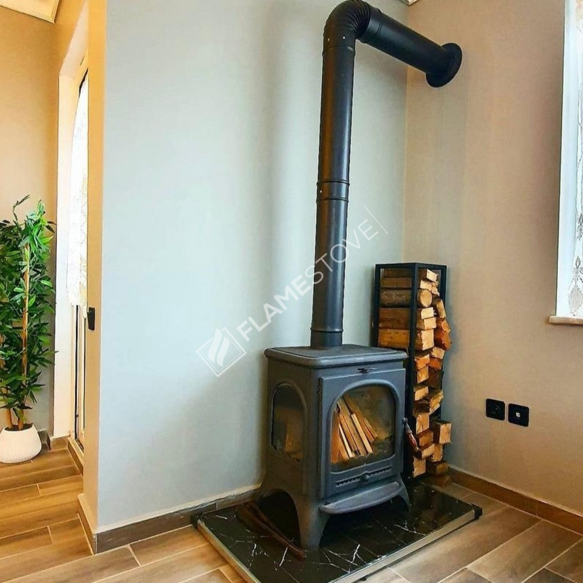 Lower the Lux 3 glass ashtray with high strength Casting Stove Modena | High Efficiency Wood & coal stove, Schott Robax Glass, shaking and an ash Discharge System 8 kW