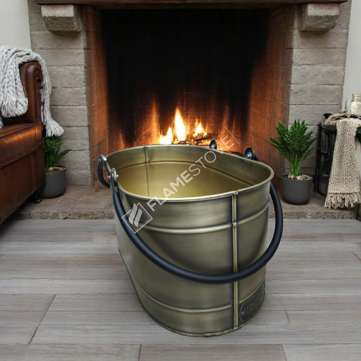 DOUBLE-HANDLE BUCKET OVAL GOLD WOOD - GOLD