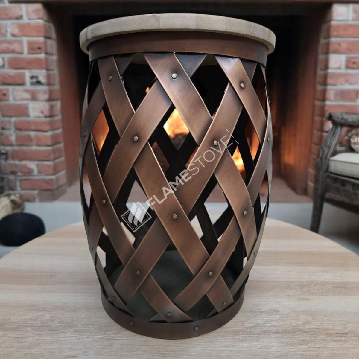 Wooden Indoor wood bucket mesh | aesthetic and functional Design | 35x35x52 cm