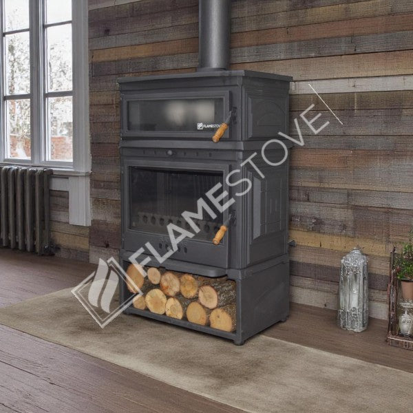 Retro Style Stove Odunluklu Casting Furnaces Upright | Double-Fired, Schott Robax Glass, oven thermostat, 13 kW