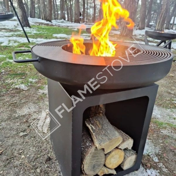 A fire pit flame cook | 60 cm diameter | 2.5 mm material st37 | Deep Reservoir | High-Capacity Wood