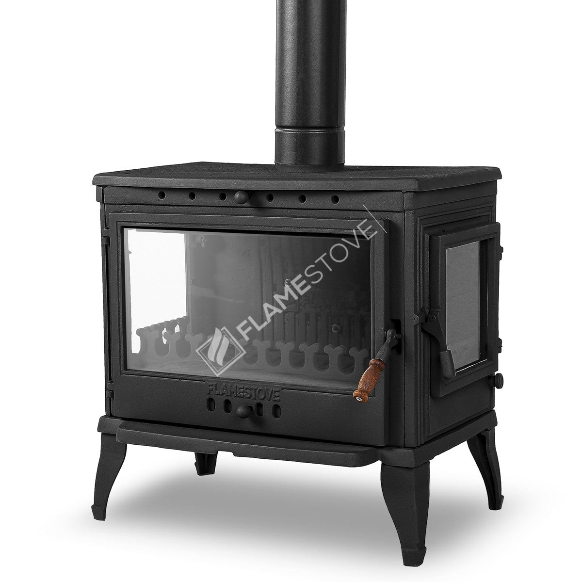 Retro Stove with the lid Lux 3 side Glass Casting | high efficiency Wood & coal stove, Schott Robax Glass, rear air Balance System, 10 kW