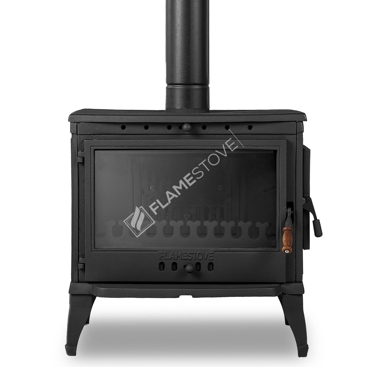 Retro Stove with the lid Lux 3 side Glass Casting | high efficiency Wood & coal stove, Schott Robax Glass, rear air Balance System, 10 kW