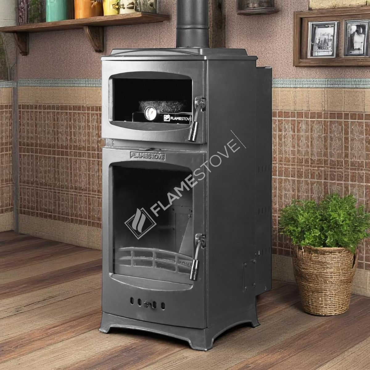 Lodi Gourmet Stove Pellet Stove | Class A, Schott Robax glass, chrome, combustion chamber, 12 kW (ideal for large cities)