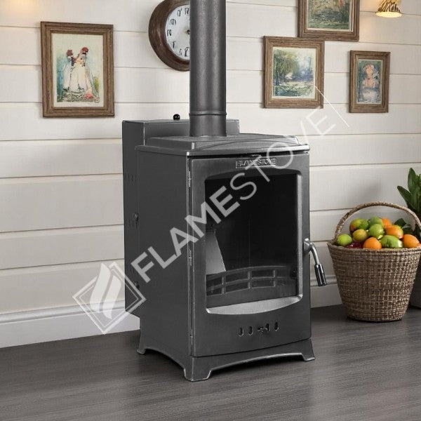 Lodi flame burning stove chrome-Domed Pellet Stove | pellet stove high efficiency, Class A, Schott Robax Glass, 7 kW