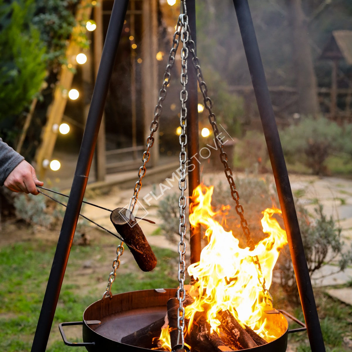 Night, Flame, fire pit | height 190 cm | 60 cm sub-grid | Grill Top 34 cm | 2.5 mm thick hair | portable design