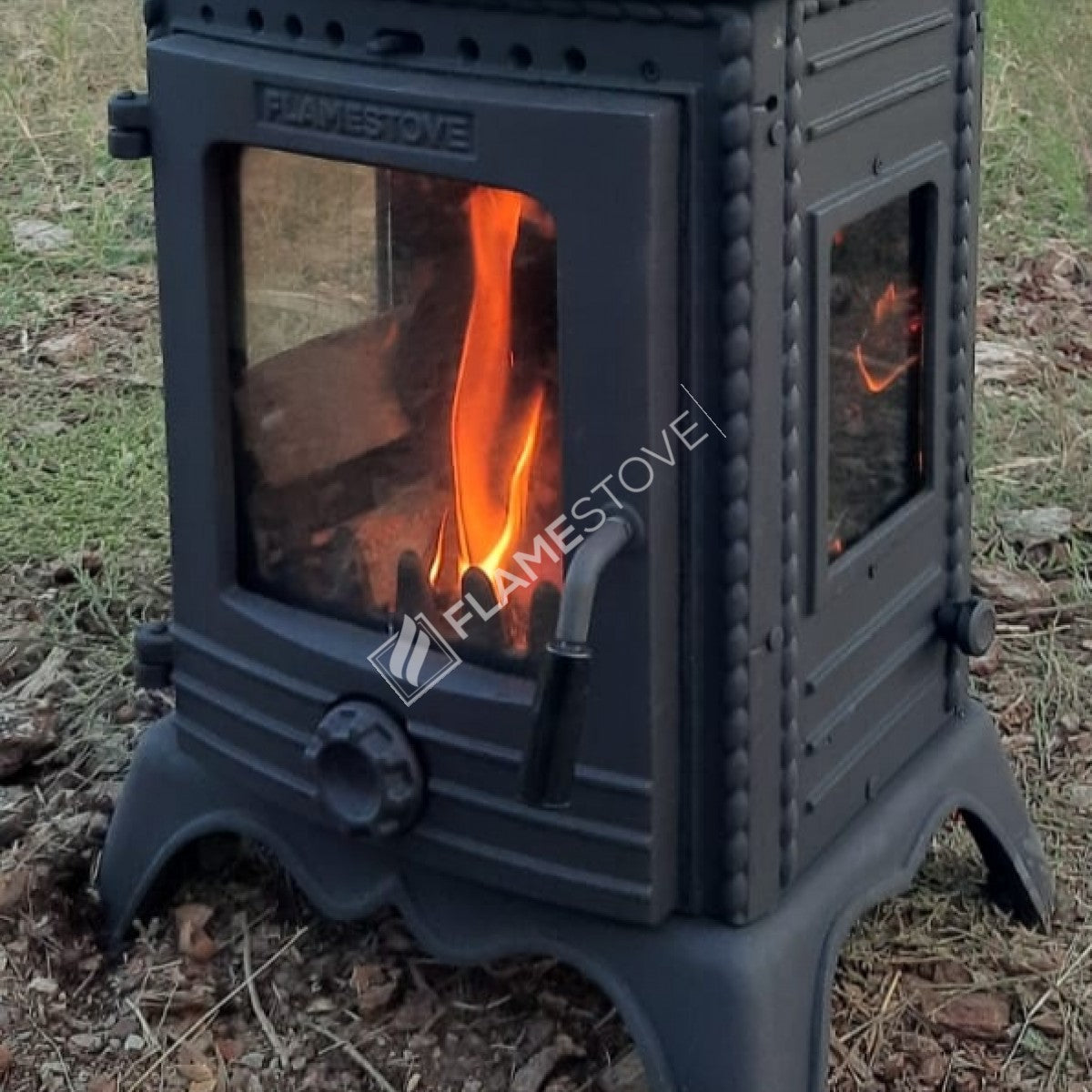 Minor Lux 3-Sided double glass-fired stove cast | high efficiency wood &amp; Coal Stove, Class A, Schott Robax Glass, 50 m2 Heating