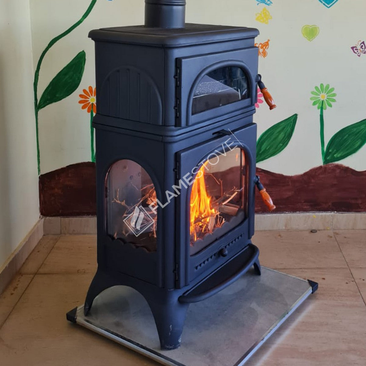 Lux stove with Glass Stove Modena Praising Casting 3 high strength | high efficiency Wood & coal stove, Schott Robax Glass, 18.33 kW