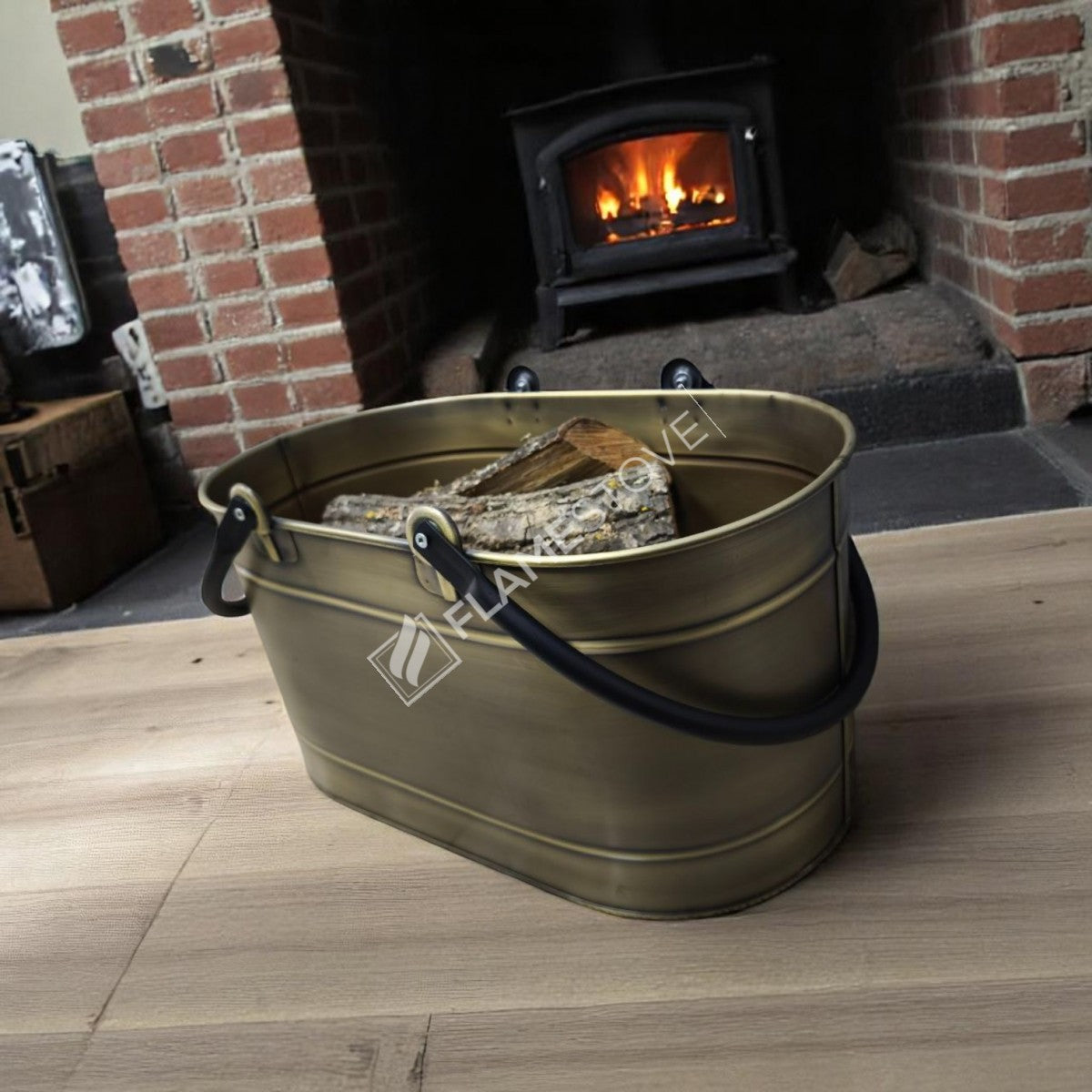 DOUBLE-HANDLE BUCKET OVAL GOLD WOOD - GOLD